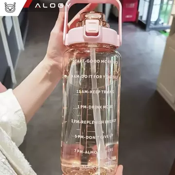 Große Glasflasche Wasserflasche Trinkgetränke Alogy Motivational Messbecher 1l 1000ml Silikonhülle Olive