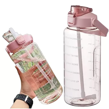 Große Glasflasche Wasserflasche Trinkgetränke Alogy Motivational Messbecher 1l 1000ml Silikonhülle Olive