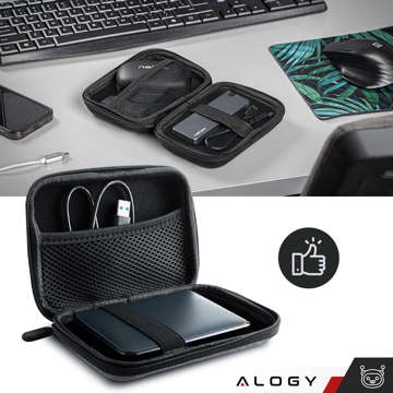 Große Tasche mit Reißverschluss Alogy Protect Cover Universal für Zubehör Kopfhörerkabel Ladegerät Schwarz