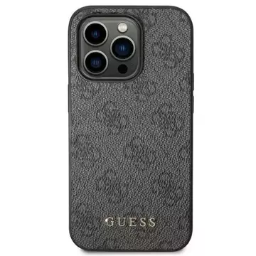 Guess Do iPhone 14 Pro 6.1" Szary/Grey Hard Case 4G Metal Gold Logo