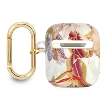 Guess GUA2HHFLU AirPods decken die fioletowy/lila Flower Strap Collection ab