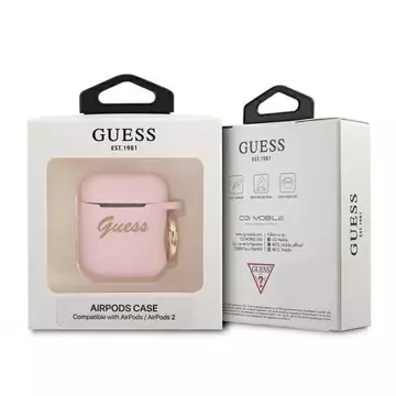 Guess GUA2SSSI AirPods Cover rosa / rosa Silikon Vintage Script