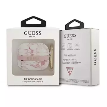 Guess GUA3HCHMAP AirPods 3 Cover różowy/pink Marble Strap Collection