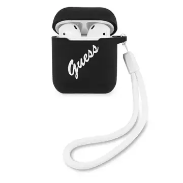 Guess GUACA2LSVSBW AirPods Abdeckung schwarz und weiß / schwarz weiß Silikon Vintage