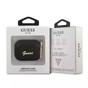 Guess GUAPSASMK AirPods Pro Cover czarny/schwarz Saffiano Script Metal Collection