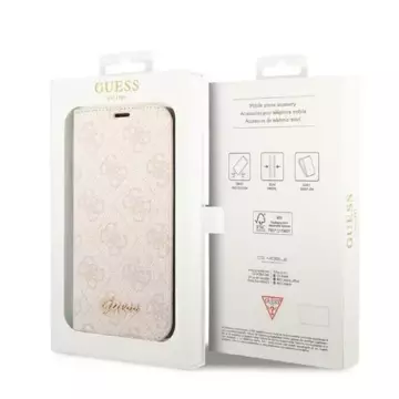 Guess GUBKP14LHG4SHP Hülle für Apple iPhone 14 Pro 6.1" Pink/Pink Book 4G Vintage Gold Logo