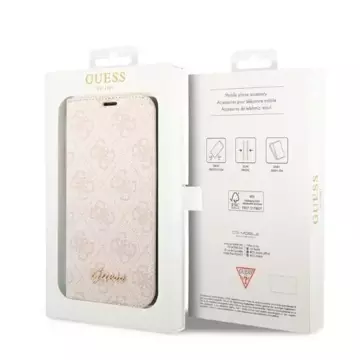 Guess GUBKP14SHG4SHP Hülle für Apple iPhone 14 6.1" Pink/Pink Book 4G Vintage Gold Logo