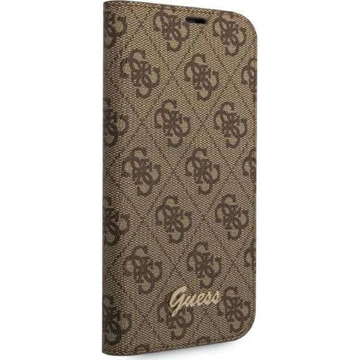 Guess GUBKP14XHG4SHW Hülle für Apple iPhone 14 Pro Max 6,7" Braun/Braun Buch 4G Vintage Gold Logo