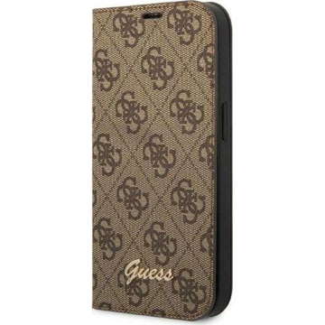 Guess GUBKP14XHG4SHW Hülle für Apple iPhone 14 Pro Max 6,7" Braun/Braun Buch 4G Vintage Gold Logo