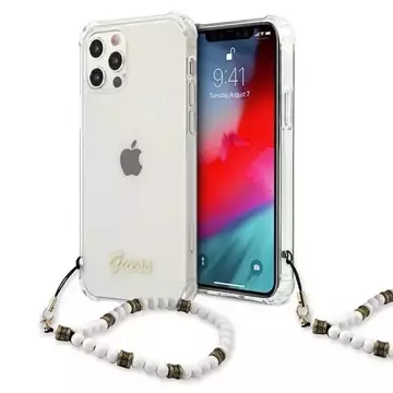 Guess GUHCP12MKPSWH iPhone 12/12 Pro 6,1" Transparente Hardcase White Pearl