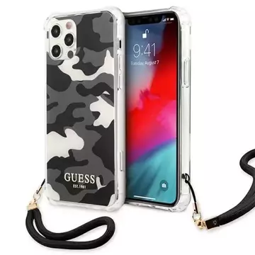 Guess GUHCP12MKSARBK iPhone 12/12 Pro 6,1" Czarny/Black Hardcase Camo Collection