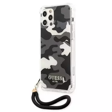 Guess GUHCP12MKSARBK iPhone 12/12 Pro 6,1" Czarny/Black Hardcase Camo Collection