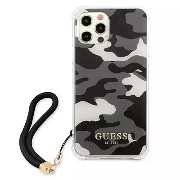 Guess GUHCP12MKSARBK iPhone 12/12 Pro 6,1" Czarny/Black Hardcase Camo Collection