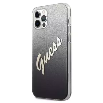 Guess GUHCP12MPCUGLSBK iPhone 12/12 Pro 6,1" Czarny/Black Hardcase Glitter Gradient Script