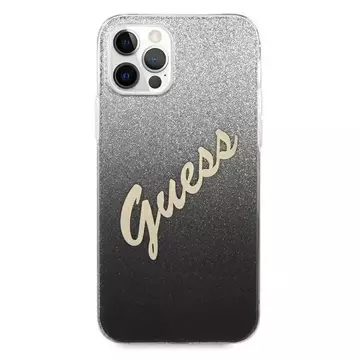 Guess GUHCP12MPCUGLSBK iPhone 12/12 Pro 6,1" Czarny/Black Hardcase Glitter Gradient Script