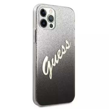 Guess GUHCP12MPCUGLSBK iPhone 12/12 Pro 6,1" Czarny/Black Hardcase Glitter Gradient Script