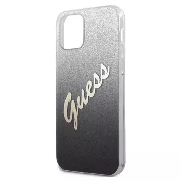 Guess GUHCP12MPCUGLSBK iPhone 12/12 Pro 6,1" Czarny/Black Hardcase Glitter Gradient Script