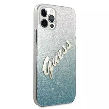 Guess GUHCP12MPCUGLSBL iPhone 12/12 Pro 6,1" niebieski/blaues Hardcase Glitter Gradient Script