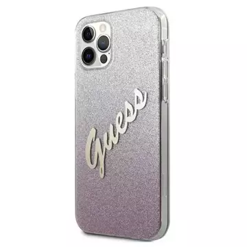 Guess GUHCP12MPCUGLSPI iPhone 12/12 Pro 6,1" różowy/pink Hardcase Glitter Gradient Script