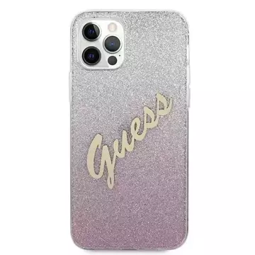 Guess GUHCP12MPCUGLSPI iPhone 12/12 Pro 6,1" różowy/pink Hardcase Glitter Gradient Script