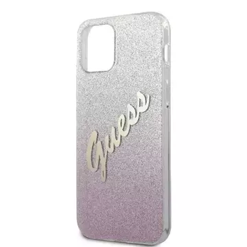 Guess GUHCP12MPCUGLSPI iPhone 12/12 Pro 6,1" różowy/pink Hardcase Glitter Gradient Script