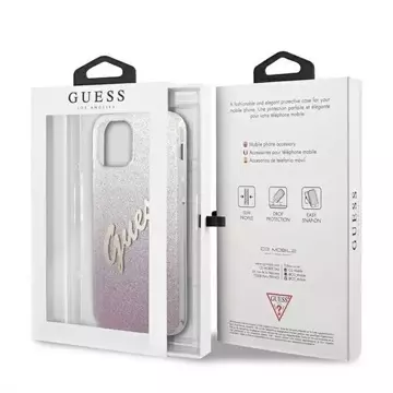 Guess GUHCP12MPCUGLSPI iPhone 12/12 Pro 6,1" różowy/pink Hardcase Glitter Gradient Script