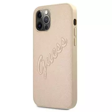 Guess GUHCP12MRSAVSLG iPhone 12/12 Pro 6,1" złoty/gold Hardcase Saffiano Vintage Script