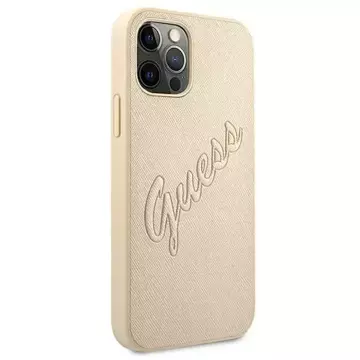 Guess GUHCP12MRSAVSLG iPhone 12/12 Pro 6,1" złoty/gold Hardcase Saffiano Vintage Script