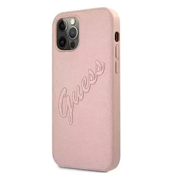 Guess GUHCP12MRSAVSRG iPhone 12/12 Pro 6.1 "rosa / rosa Hardcase Saffiano Vintage Script