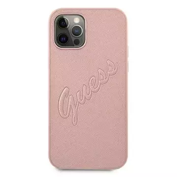 Guess GUHCP12MRSAVSRG iPhone 12/12 Pro 6.1 "rosa / rosa Hardcase Saffiano Vintage Script