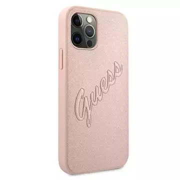 Guess GUHCP12MRSAVSRG iPhone 12/12 Pro 6.1 "rosa / rosa Hardcase Saffiano Vintage Script