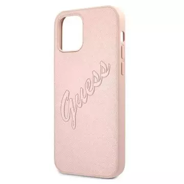 Guess GUHCP12MRSAVSRG iPhone 12/12 Pro 6.1 "rosa / rosa Hardcase Saffiano Vintage Script