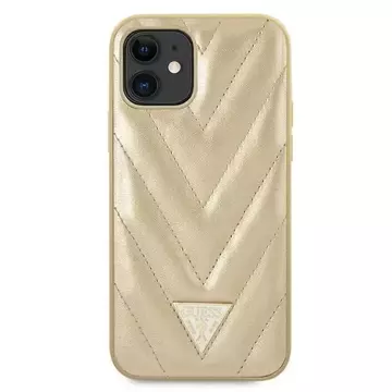 Guess GUHCP12SPUVQTMLBE iPhone 12 mini 5,4" złoty/gold Hardcase V-Quilted Collection