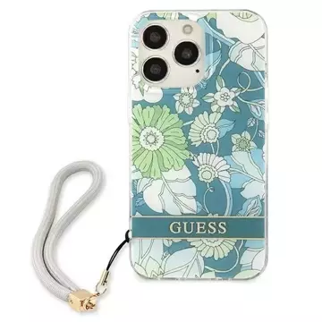 Guess GUHCP13LHFLSN iPhone 13 Pro / 13 6,1" zielony/green Hardcase Flower Strap