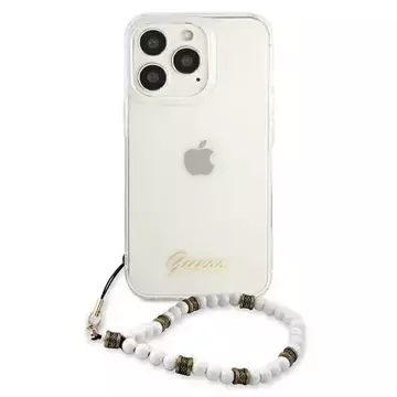 Guess GUHCP13LKPSWH iPhone 13 Pro / 13 6,1" Transparentes Hardcase White Pearl