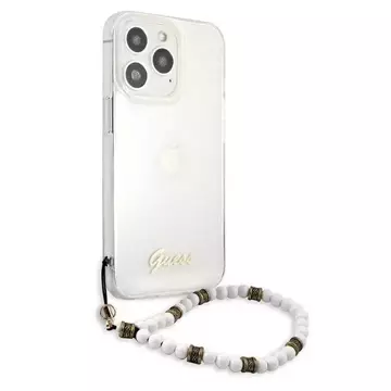 Guess GUHCP13LKPSWH iPhone 13 Pro / 13 6,1" Transparentes Hardcase White Pearl