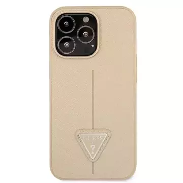 Guess GUHCP13LPSATLE iPhone 13 Pro / 13 6,1" beżowy/beige Hardcase SaffianoTriangle Logo