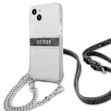 Guess GUHCP13SKC4GBSI iPhone 13 mini 5,4" Transparentes Hardcase 4G Graues Armband Silberne Kette