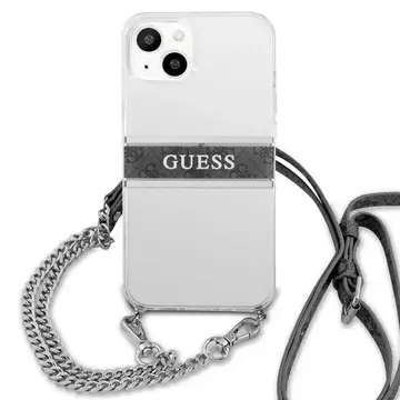 Guess GUHCP13SKC4GBSI iPhone 13 mini 5,4" Transparentes Hardcase 4G Graues Armband Silberne Kette