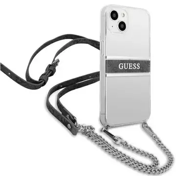 Guess GUHCP13SKC4GBSI iPhone 13 mini 5,4" Transparentes Hardcase 4G Graues Armband Silberne Kette