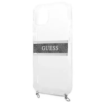 Guess GUHCP13SKC4GBSI iPhone 13 mini 5,4" Transparentes Hardcase 4G Graues Armband Silberne Kette