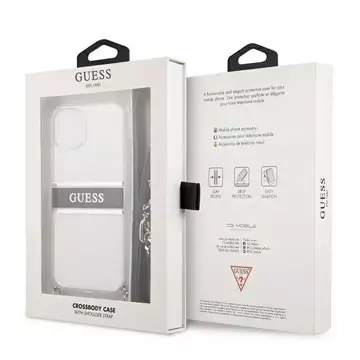 Guess GUHCP13SKC4GBSI iPhone 13 mini 5,4" Transparentes Hardcase 4G Graues Armband Silberne Kette