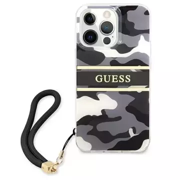 Guess GUHCP13XKCABBK iPhone 13 Pro Max 6,7" Czarny/Black Hardcase Camo Strap Collection