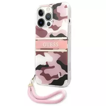 Guess GUHCP13XKCABPI iPhone 13 Pro Max 6,7" różowy/pink Hardcase Camo Strap Collection