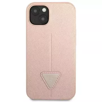 Guess GUHCP14SPSATLP Hülle für Apple iPhone 14 6.1" pink/pink Hardcase SaffianoTriangle Logo