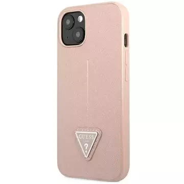 Guess GUHCP14SPSATLP Hülle für Apple iPhone 14 6.1" pink/pink Hardcase SaffianoTriangle Logo