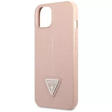 Guess GUHCP14SPSATLP Hülle für Apple iPhone 14 6.1" pink/pink Hardcase SaffianoTriangle Logo