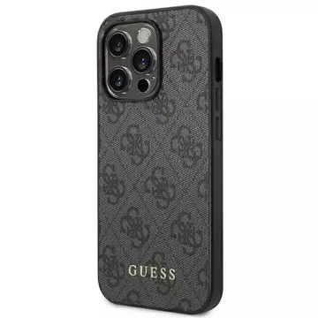 Guess GUHCP14XG4GFGR iPhone 14 Pro Max 6,7" szary/grey Hard Case 4G Metal Gold Logo