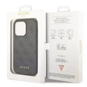 Guess GUHCP14XG4GFGR iPhone 14 Pro Max 6,7" szary/grey Hard Case 4G Metal Gold Logo