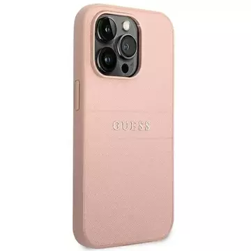 Guess GUHCP14XPSASBPI Hülle für Apple iPhone 14 Pro Max 6,7" pink/pink Saffiano Strap